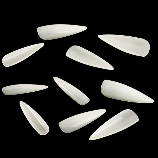 1 eske med falske negler, neglekunststykker (500 stykker i eske, brettede, ingen merker, skarpe negler - naturlige)