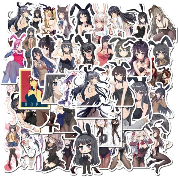 50 PCS Stickers,Anime Buta Yarou wa Bunny Girl Senpai,Rascal Does Not Dream of Bunny Girl Senpai Waterproof Cartoon Vinyl Stickers for Decoration