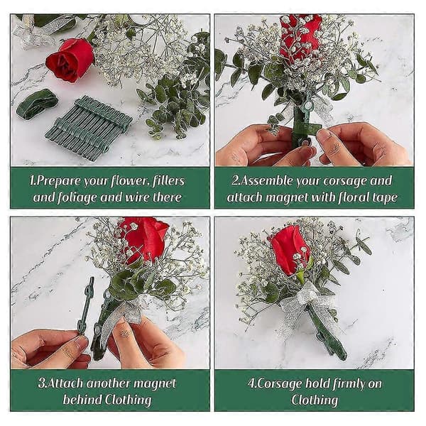 30 Par Blomsterknapphål Magneter Corsage Broscher Magnet För Handgjorda Bröllop Brud Knapphål