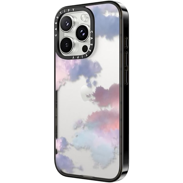 Kompakt iPhone 16 Pro Max Deksel [Lettvekt / 1,2 m 2X Militær Grad Fallbeskyttelse/Slank] - Kirsebær - Klar Svart Clouds iPhone 16 Pro Max