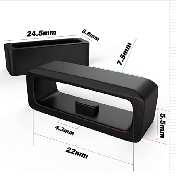 10 stk. Rem til urrem - 22mm Sort
