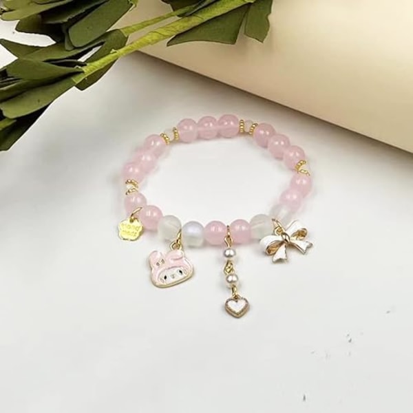 Kawaii armbånd krystalperle armbånd, anime elastisk stretch krystalperle armbånd søde tegneserie kawaii elastiske perlearmbånd til piger kvinder-B2