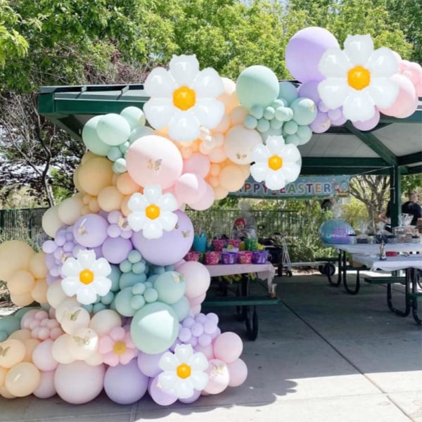 Ballonbuketbue Kit 157 stk Hvid Daisy Blomst Macaron Pastel Balloner Garland til Babyshower Daisy Tema Bryllup Fødselsdagsfest Dekoration