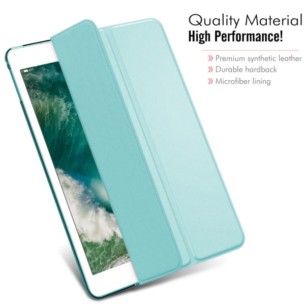 Ultra Slim Smart Case med gummerad flexibel TPU-baksida, automatisk viloläge/väckning och visnings-/typstativ för iPad Mini 5 - All mintgrön