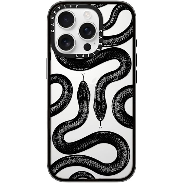 Kompakt iPhone 16 Pro Max Deksel [Lettvekt / 1,2 m 2X Militær Grad Fallbeskyttelse/Slank] - Kirsebær - Klar Svart Black Kingsnake iPhone 16 Pro