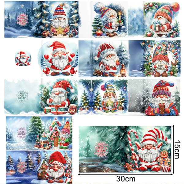 Handgjorda Diamantkonst Julkort med Julkristalldekaler 15*30cm