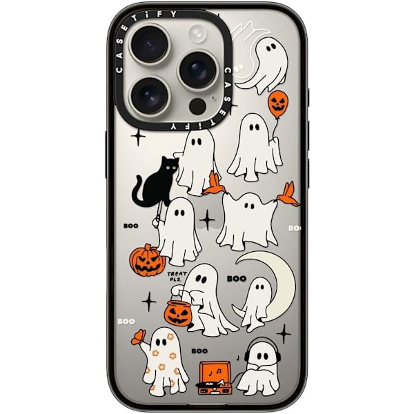 Kompakt iPhone 16 Pro Max Deksel [Lettvekt / 1,2 m 2X Militær Grad Fallbeskyttelse/Slank] - Kirsebær - Klar Svart Boo Things iPhone 16 Pro