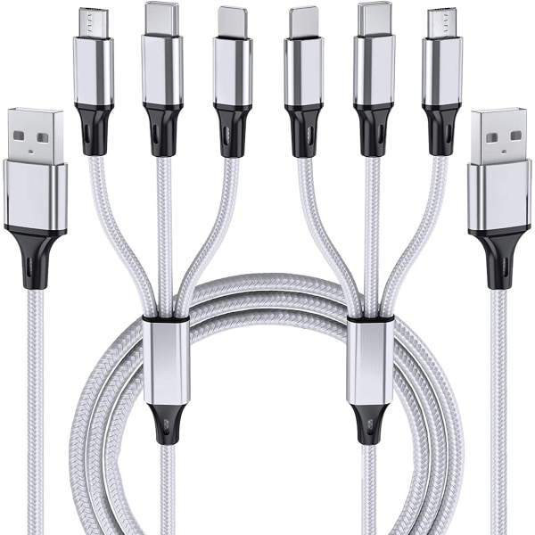 Multi opladningskabel 3-i-1 multi oplader Nylon flettet multi USB hurtig opladningskabel adapter er kompatibel