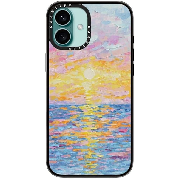 Kompakt iPhone 16 Pro Max Deksel [Lettvekt / 1,2 m 2X Militær Grad Fallbeskyttelse/Slank] - Kirsebær - Klar Svart Frosted Sunset iPhone 16 Plus