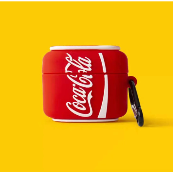 Coca-Cola söt tecknad hörlursbox, airpods 1/2 trådlös Bluetooth hörlursbox silikonbox.