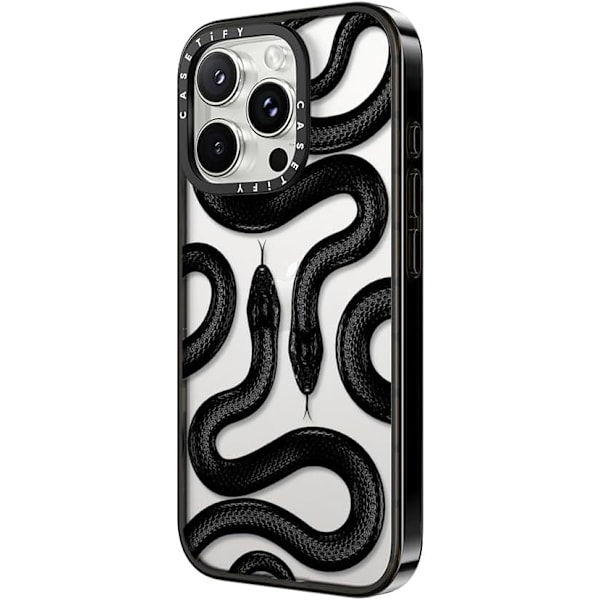Kompakt iPhone 16 Pro Max Deksel [Lettvekt / 1,2 m 2X Militær Grad Fallbeskyttelse/Slank] - Kirsebær - Klar Svart Black Kingsnake iPhone 16 Pro