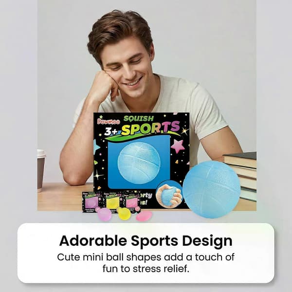 Fidget Legetøj Stressbolde til Børn og Voksne - Rugby Squishy Bold Klemmelegetøj, Strækbar Klemme Stressaflastende Squishy Bold til Angst/Terapi, Squishy D