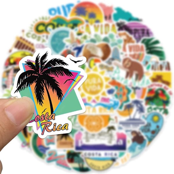 50 stk Costa Rica Landskab Tema Sticker Pakke, Vinyl Vandtæt Stickers til Vandflaske, Laptop, Telefon, Scrapbooking, Journaling Gaver til Festforsyning
