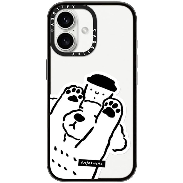 Kompakt iPhone 16 Pro Max Deksel [Lettvekt / 1,2 m 2X Militær Grad Fallbeskyttelse/Slank] - Kirsebær - Klar Svart Dog Loves Coffee iPhone 16