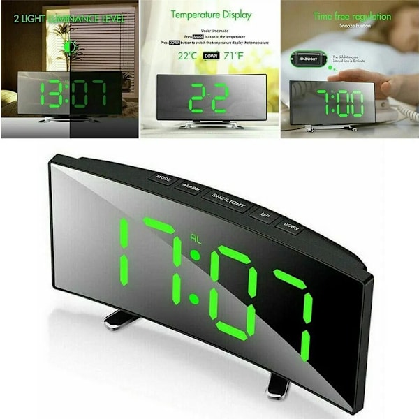 LED Digital Wall Clock Mirror Table Clock with Snooze Alarm Clock Night Light Digital Wall Clock Bedroom Large Digits
