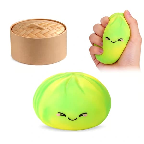 2026 Model Slow Rising Squeeze Toy — Soft, Stress-Relieving, Squeezable \"Steamed Bun\" — Sensory Calming Squeeze Bun Yellow-Green