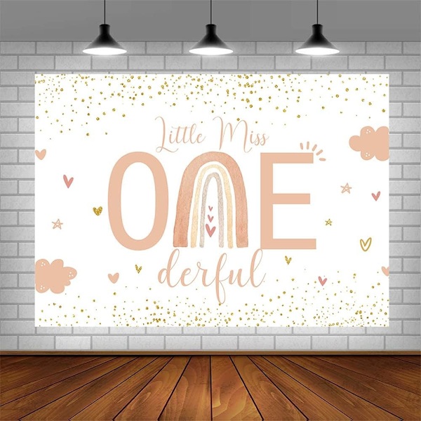7x5ft Boho Regnbue Glad 1. Fødselsdagsfest Baggrund Pink Pige Lille Miss Onederful Foto Baggrund Guld Prikker Pastel Fest Dekorationer Dekor