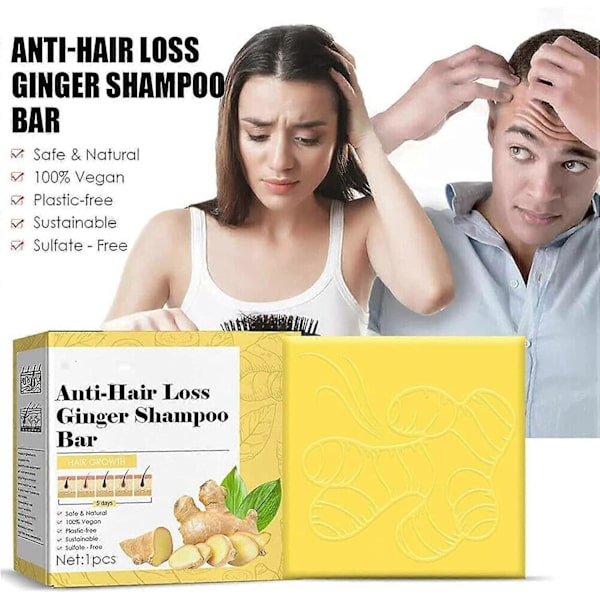 Ingefærshampoo-sæbe, hårvækstshampoo-bar, solid shampoo-bar, hårgenvækstshampoo-sæbe