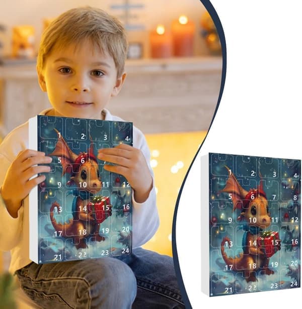 2025 Drage-tema Julekalender for Barn - 2D Akryl Dyreformede Dekorasjoner