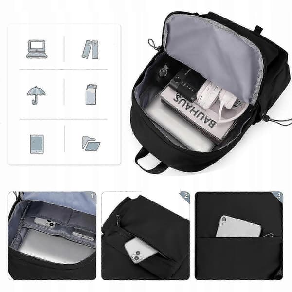 Sort Byrygsæk til kvinder, laptoprygsæk large (A4size) black