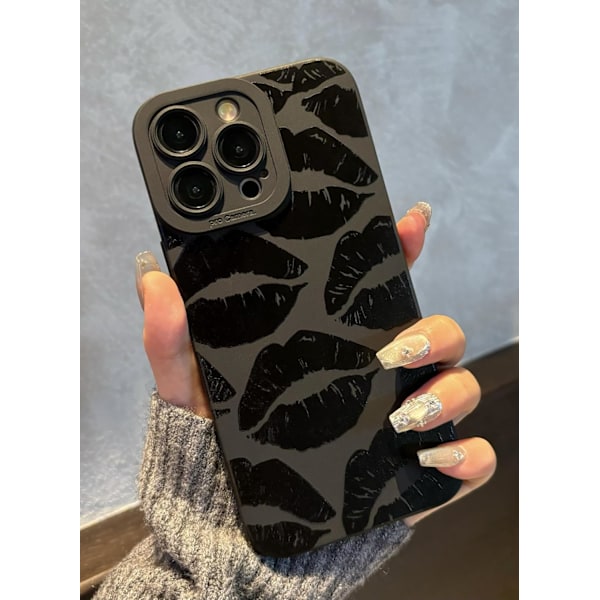 iPhone 16 Pro Max Skal 6,9 tum 2024, Estetisk Hjärtan Print iPhone 16 Pro Max Skal för Kvinnor Flickor Män, Silikon Skyddande Telefonfodral för iPhone Lips iPhone 13 Pro Max