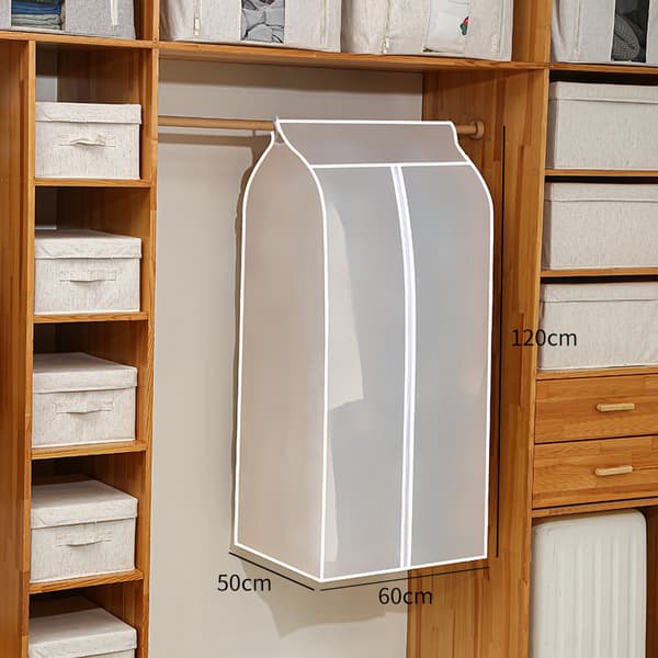 Extra stor klädförvaringsväska (XL 60 x 50 x 120 cm) - Långtidsförvaring för jacka, kappa, klänning, kostym, dammskydd - Transparent