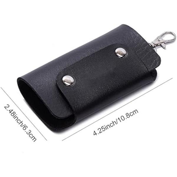 Key Holder (Black+Red), Leather Key Case, Leather Key Organizer