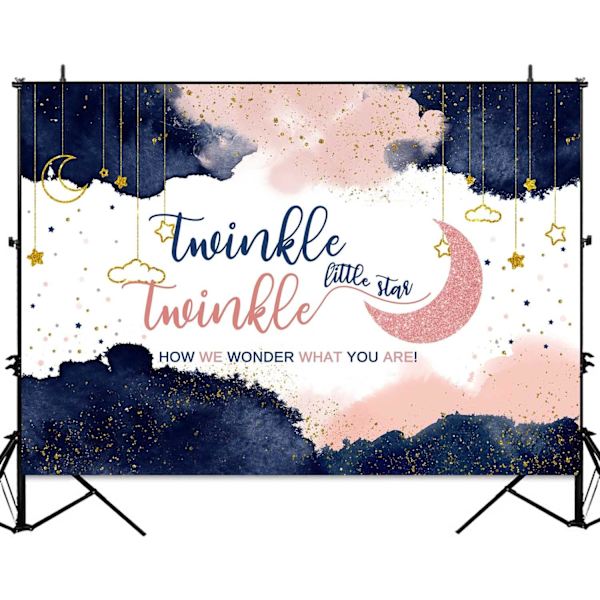 Tummansininen ja vaaleanpunainen sukupuolen paljastus tausta Twinkle Twinkle Little Star Baby Shower juhlat koristeet Raskaus paljastaa yllätys tausta 7x5ft