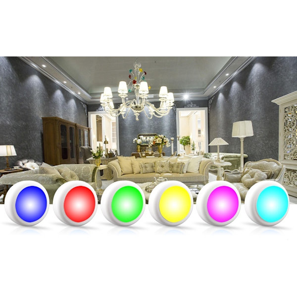 LED spotlight 6-pack with 2 remote controls RGB design, various colors, white - Perfet white