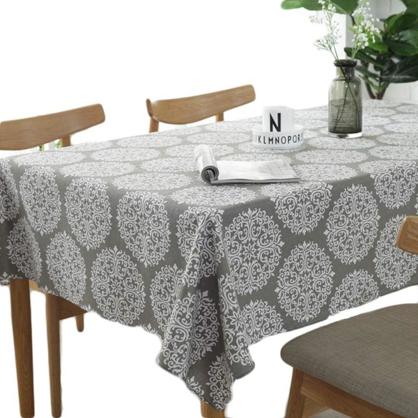 Retro Grå Bordsdukar Rektangulär Bordsduk Bomull Linne Bordsöverdrag Lämplig för Inomhus och Utomhus(Grå, 90×90cm)