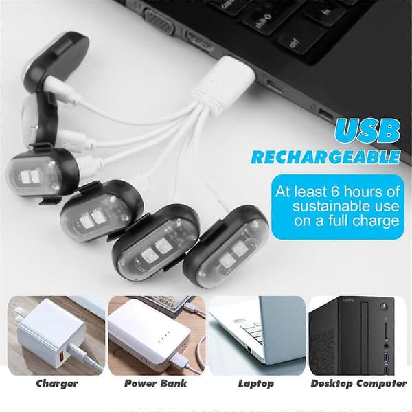 6 pcs Wireless LED Car Lights with Remote Control, Wireless LED Strobe Lights 8 Colors for Car Black
