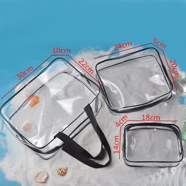4-in-1 Transparent Toiletry Bag Set, Black