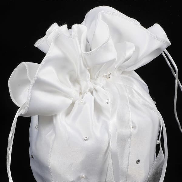 Brudepike Dolly Bag for bryllupsbruk 2 stk sateng perle rhinestone veske White