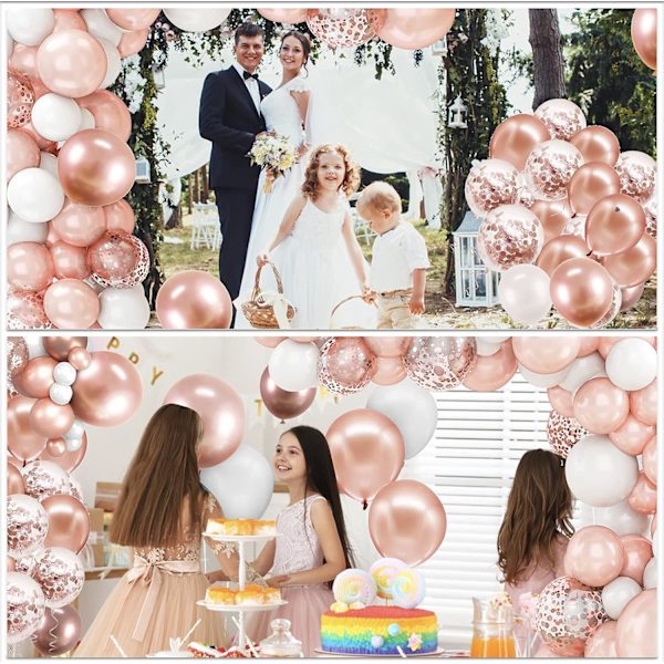 Rose Gold Ballongbågsset Rose Gold Ballonger Rose Gold Ballonggirlangset Rose Gold Festdekorationer, Rose Gold Dekorationer för Födelsedag Bröllop