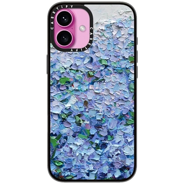 Kompakt iPhone 16 Pro Max Deksel [Lettvekt / 1,2 m 2X Militær Grad Fallbeskyttelse/Slank] - Kirsebær - Klar Svart Nantucket Blue Hydrangeas iPhone 16 Plus