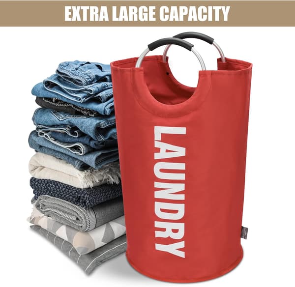 Foldable Laundry Basket 115L Collapsible Storage Box Portable Camping Laundry Bag Waterproof Odor-Resistant Durable Easy to Clean Red
