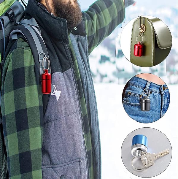 Waterproof Pill Box Small Keychain Metal Pill Container for Outdoor Use