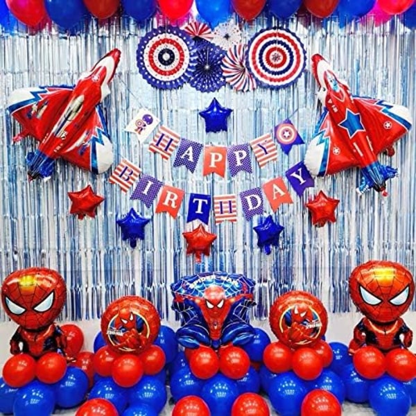 Spiderman Birthday party supplies Spiderman Birthday Party Decorations Superhero Theme Balloons set included 85 Pcs with free Air Pump and Tape