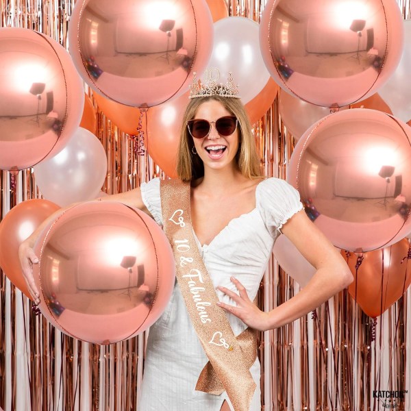 Gigant rosegold ballon - 22 tommer, pakke med 6 | Metalliske rosegold folieballoner, rosegold festdekorationer | Rosegold Mylar balloner
