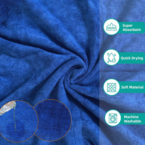 Hundtorkrock Badrock Handduk, mikrofibermaterial Snabbtorkande Super AbsoREent Hundbadrock-Blå-L