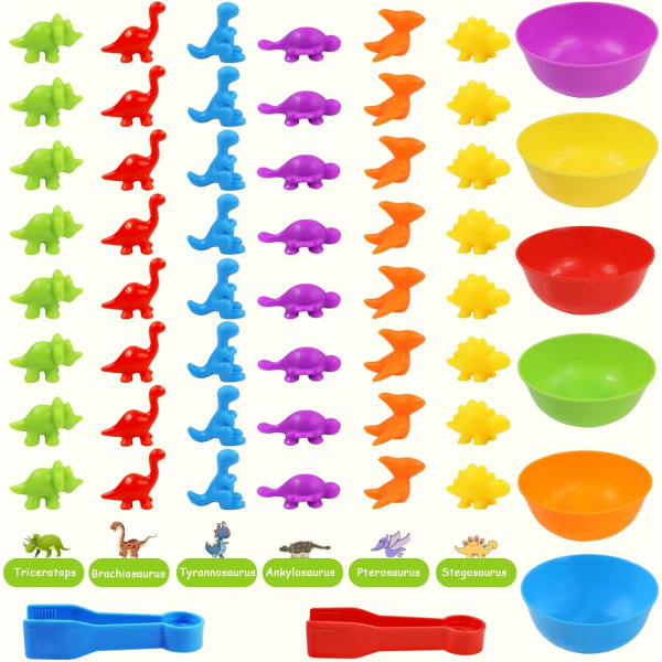 Laskeminen Dinosaurus Lelut Matching Peli Lajittelu Kulhot Aisti Lelut Väri Luokittelu Peli Set Esiopetus Montessori Koulutus Lelut