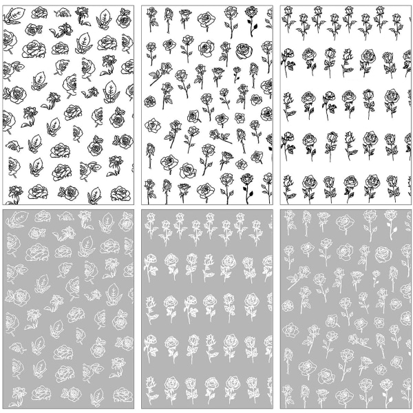 6 kpl ruusukynsien tarraa (931 musta+valkoinen, 932 musta+valkoinen, 933 musta+valkoinen)Kauneus ja terveys