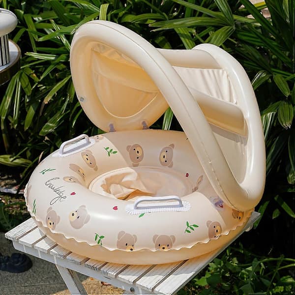 1st Bear & Rabbit Canopy Arm Float - Thickened Inflatable Pool Float for Summer, Beach, and Pool Bear