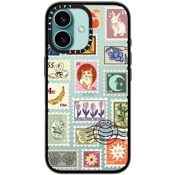 Kompakt iPhone 16 Pro Max Deksel [Lettvekt / 1,2 m 2X Militær Grad Fallbeskyttelse/Slank] - Kirsebær - Klar Svart Stamp Collection iPhone 16