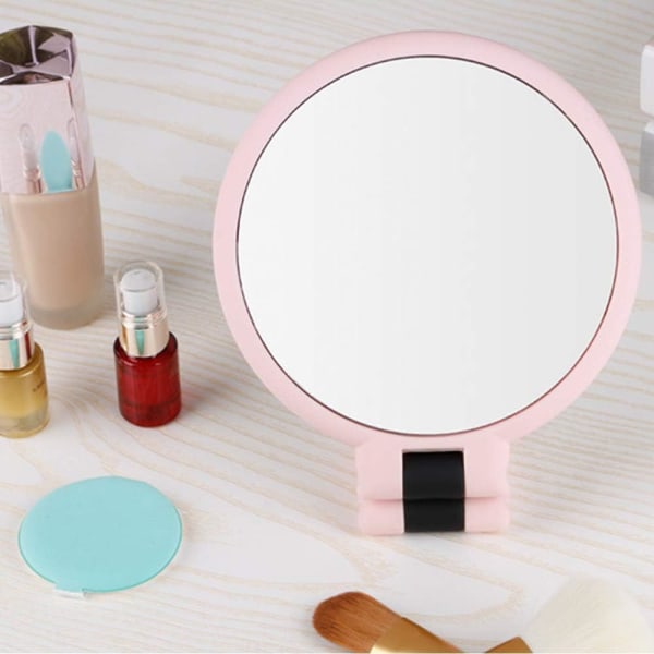 1x 15x forstørrende håndholdt spejl, dobbeltsidet piedestal forstørrelse og ægte billede makeup spejl, kompakt størrelse