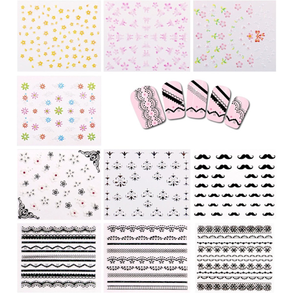 Neglekunst DIY Dekorative Stickers - 30 Guld + 30 Sort og Hvide FarverSkønhed og Sundhed