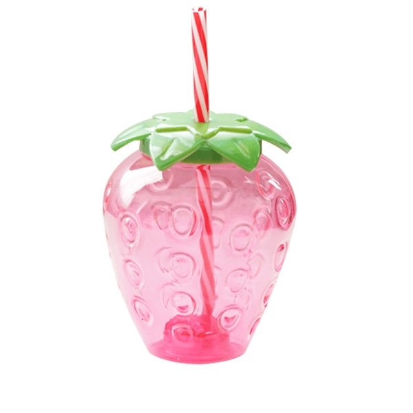 500 ml Strawberry Straw Cup, Cute Milk Tea Cup, Portable