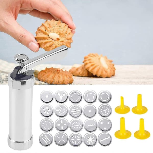 Cookie Maker Cookie Press Maskine 20 Cookie Discs Og 4 Glasur Dyser Til Kagepynt Og Kiks Fremstilling