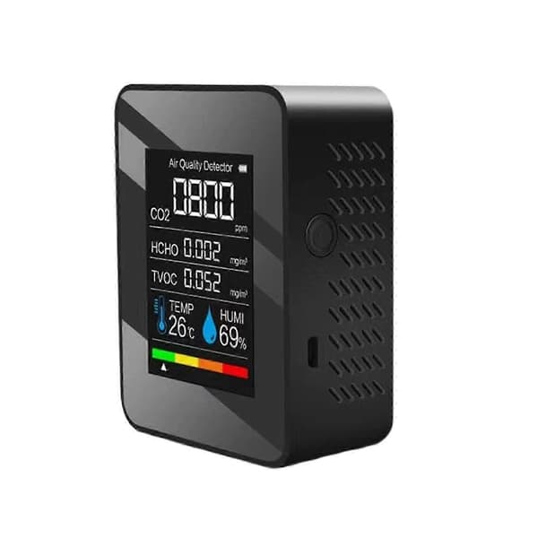 5-i-1 CO2-mätare 400-5000 PPM Sensor Koldioxid Detektor Luftkvalitetsmätare jy Black