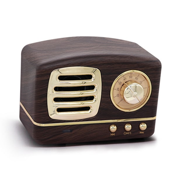 Kannettava Bluetooth-retrokaiutin, langaton miniretroradio, rikas basso, stereo, sisäänrakennettu mikrofoni - puunsyyväri